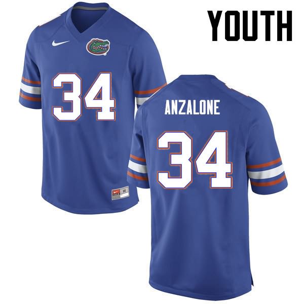 Youth NCAA Florida Gators Alex Anzalone #34 Stitched Authentic Nike Blue College Football Jersey VJJ4665WO